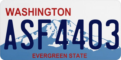 WA license plate ASF4403
