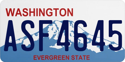 WA license plate ASF4645