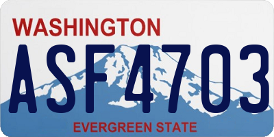 WA license plate ASF4703