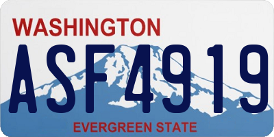 WA license plate ASF4919