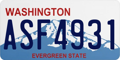 WA license plate ASF4931