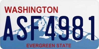 WA license plate ASF4981