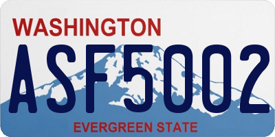 WA license plate ASF5002