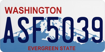 WA license plate ASF5039