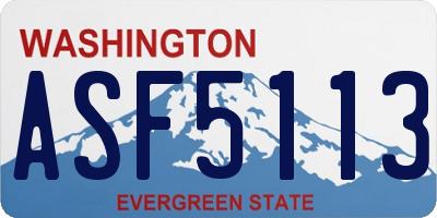 WA license plate ASF5113