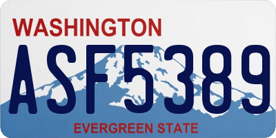 WA license plate ASF5389