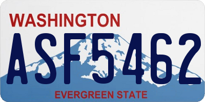 WA license plate ASF5462
