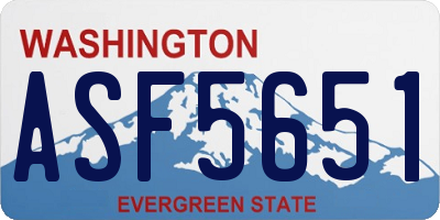 WA license plate ASF5651