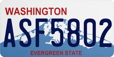 WA license plate ASF5802