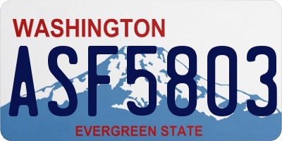 WA license plate ASF5803
