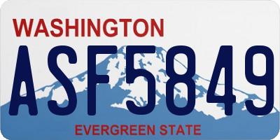 WA license plate ASF5849