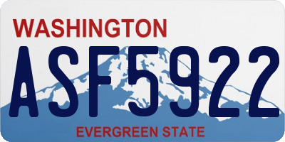 WA license plate ASF5922