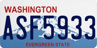 WA license plate ASF5933