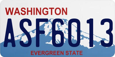 WA license plate ASF6013