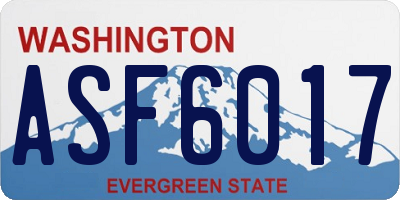 WA license plate ASF6017