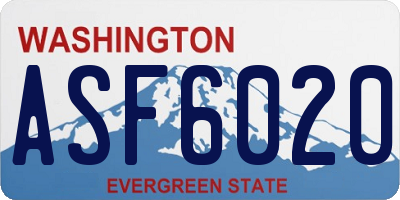 WA license plate ASF6020