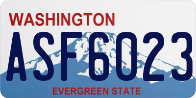 WA license plate ASF6023