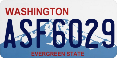 WA license plate ASF6029