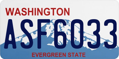 WA license plate ASF6033