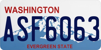 WA license plate ASF6063