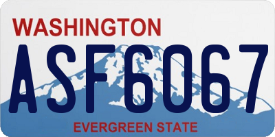 WA license plate ASF6067