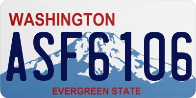 WA license plate ASF6106