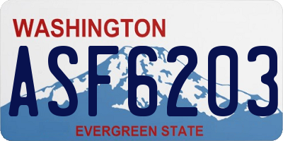 WA license plate ASF6203