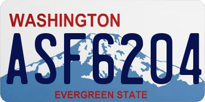 WA license plate ASF6204