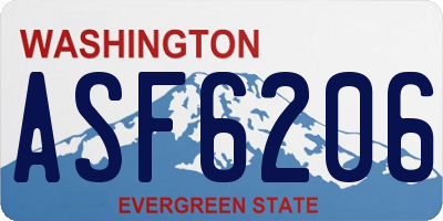 WA license plate ASF6206
