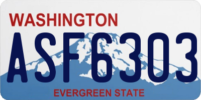 WA license plate ASF6303