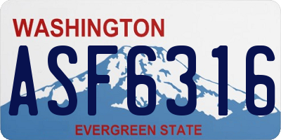 WA license plate ASF6316