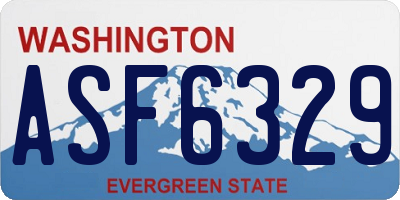 WA license plate ASF6329