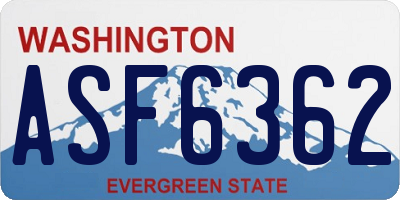 WA license plate ASF6362