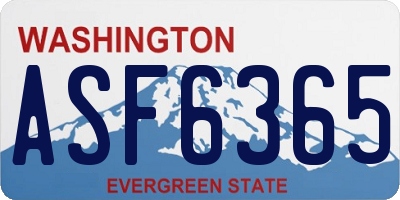WA license plate ASF6365