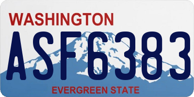 WA license plate ASF6383
