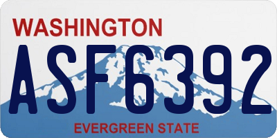 WA license plate ASF6392