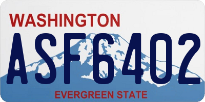 WA license plate ASF6402