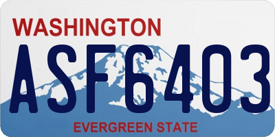 WA license plate ASF6403