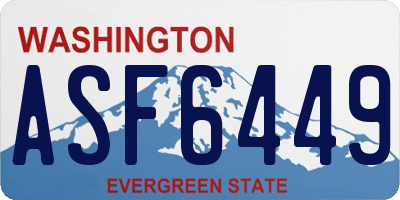 WA license plate ASF6449