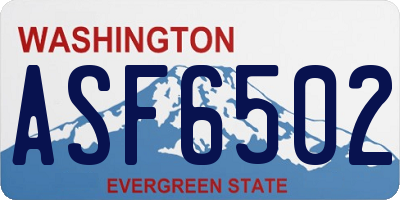 WA license plate ASF6502
