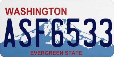 WA license plate ASF6533