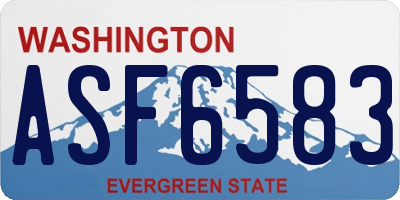 WA license plate ASF6583