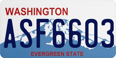 WA license plate ASF6603