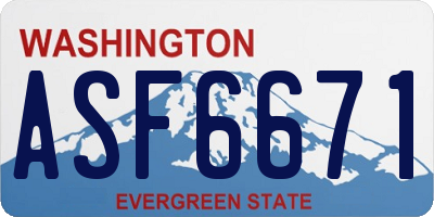WA license plate ASF6671
