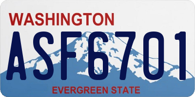 WA license plate ASF6701