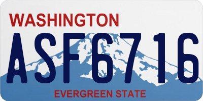 WA license plate ASF6716