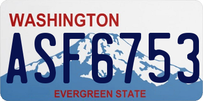 WA license plate ASF6753