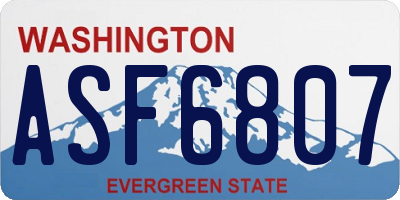 WA license plate ASF6807