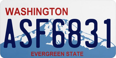 WA license plate ASF6831