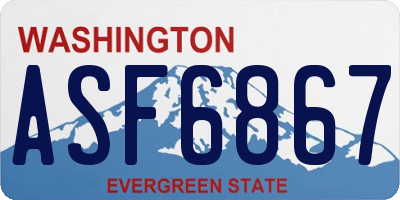 WA license plate ASF6867